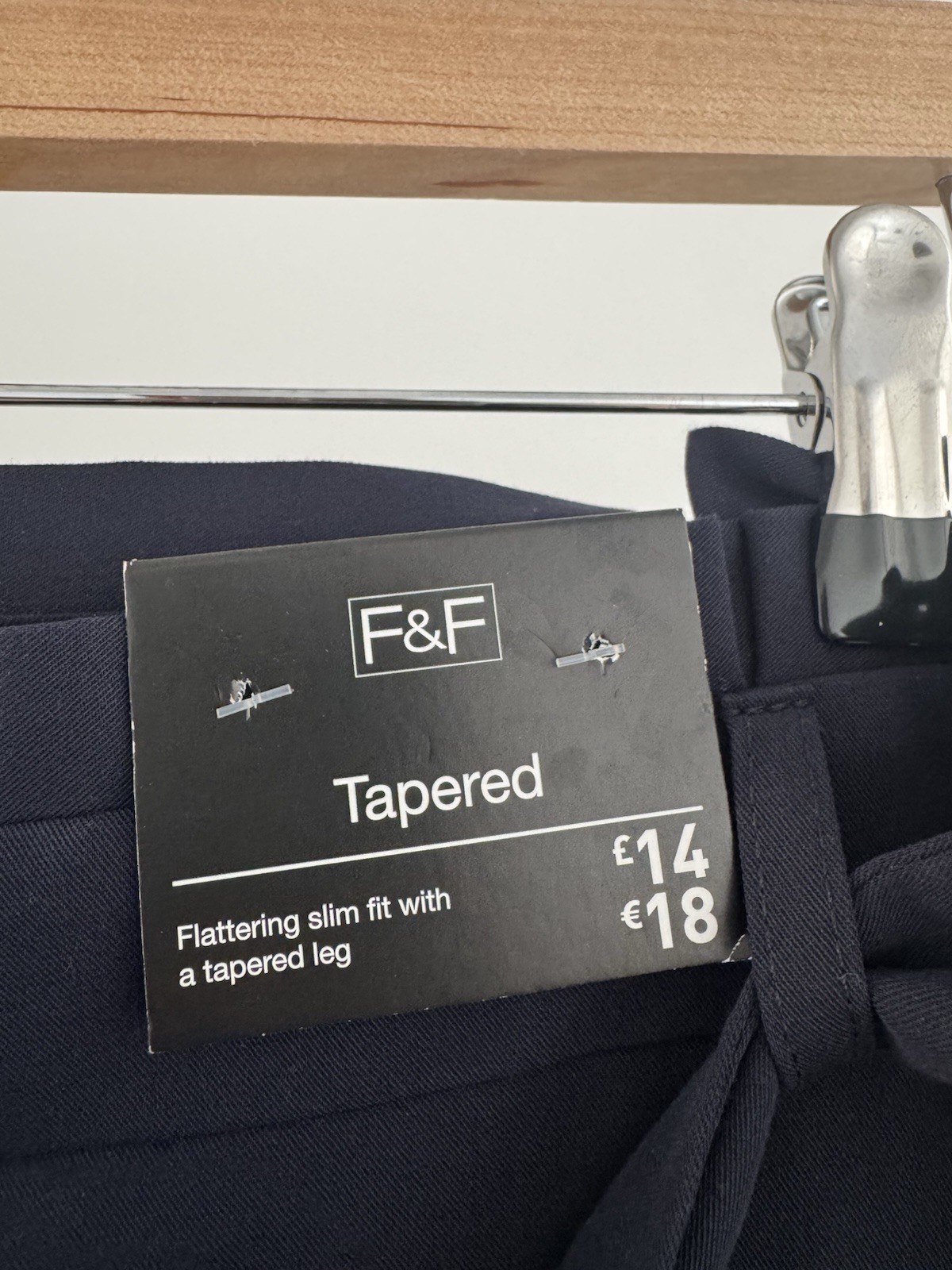 F&F Navy Tapered Smart Trousers UK 18 BNWT