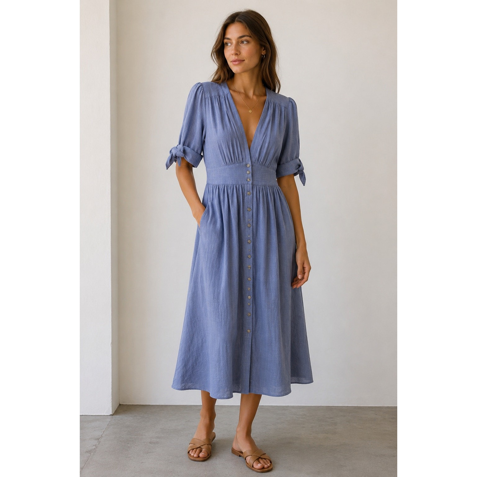 Free People Love Of My Life Dress Small Petite Blue Gauze Cotton Prairie