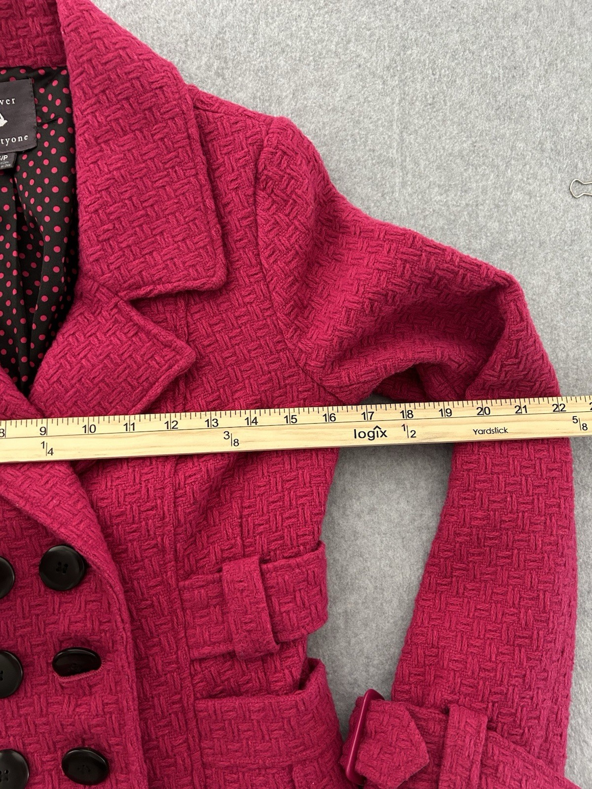 Forever 21 Hot Pink Peacoat Double Breasted Wool Blend Size S/P