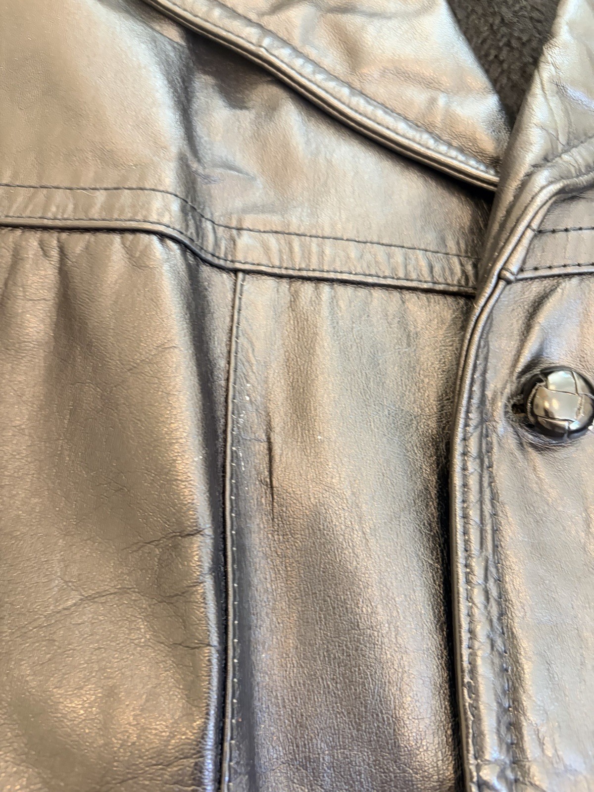 Vintage Kurland Star Sportswear Men’s Black Leather Jacket Size 48. Retro/USA