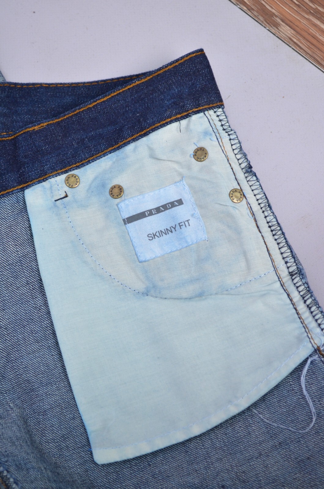 PRADA Denim Womens Jeans Logo Red Tab Nylon Details NWT Size IT 40, 42