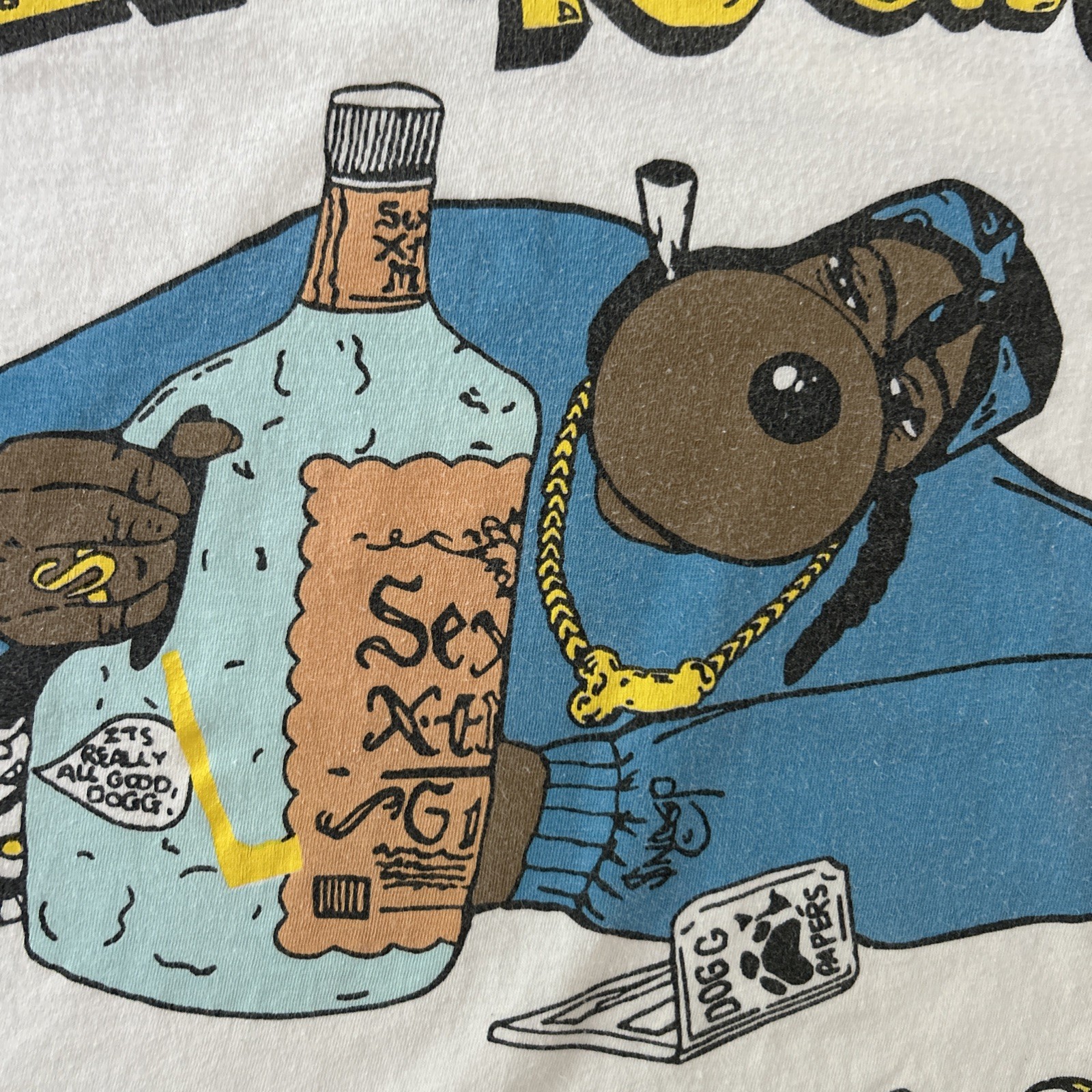 Vintage Snoop Doggy Dogg Gin & Juice Hip Hop West Coast Rap Worn T-shirt sz XL