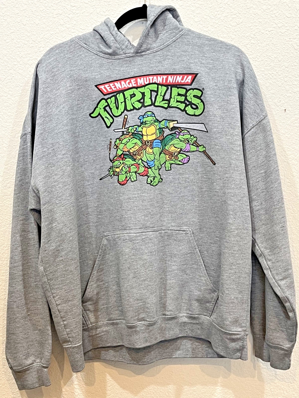 Teenage Mutant Ninja Turtles Hoodie Mens XL Gray Graphic Pullover TMNT Retro