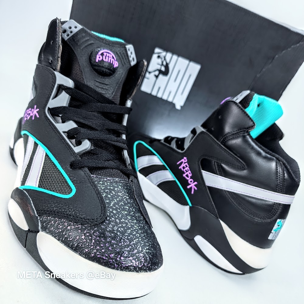 Reebok Shaq Attaq Pump US 13 Men’s Black White Purple Blacktop Retro HR0501 NIB