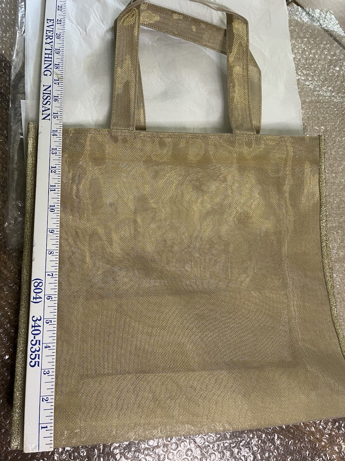 New Dior Metallic Gold Star Embroidered Tote/ Beach Bag With COA
