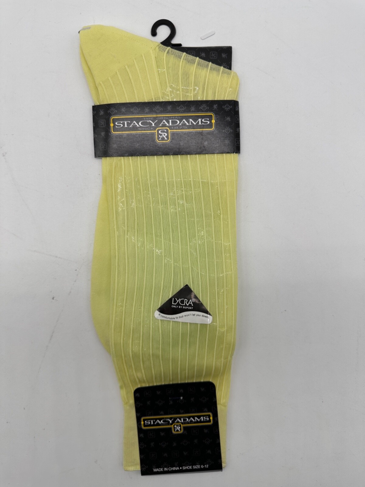 ONE PAIR NEW WITH TAG STACY ADAMS NYLON SLIKY RIBBED MEN’S CREW DRESS SOCKS