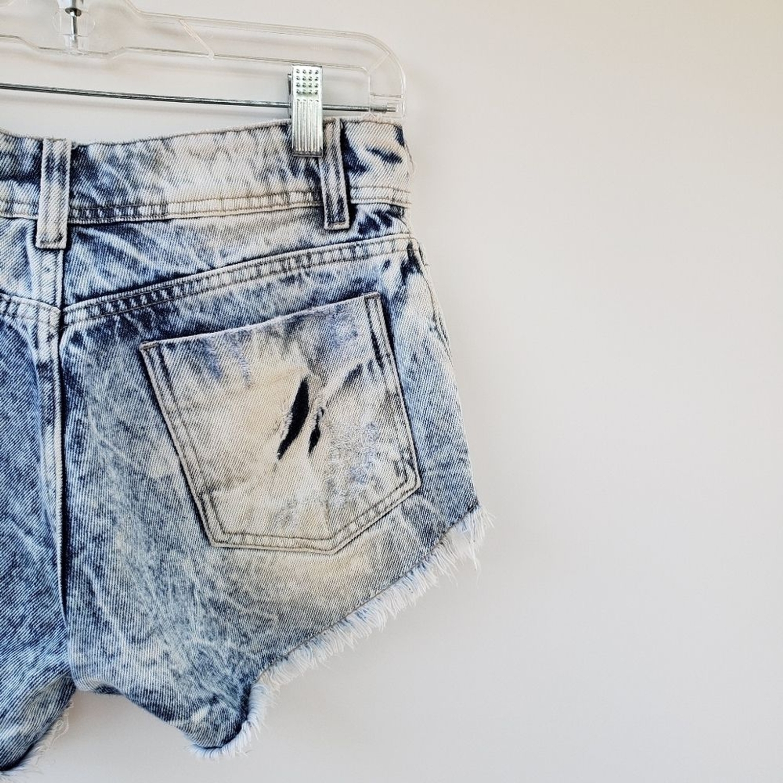 Art Carioca Size Medium Boho Festival Acid Wash Bleached Cut Off Studded Shorts