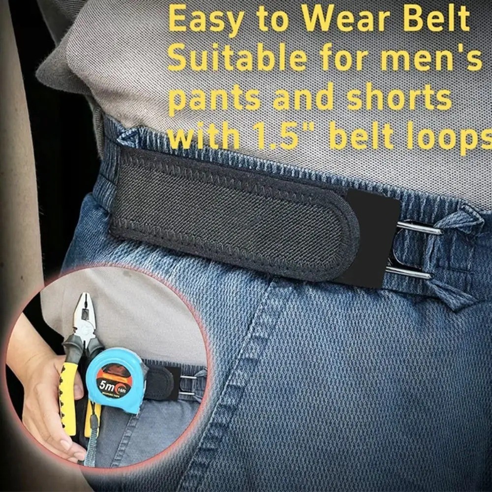 Unisex Buckleless Elastic Belt Adjustable Metal Hook Comfort Waist