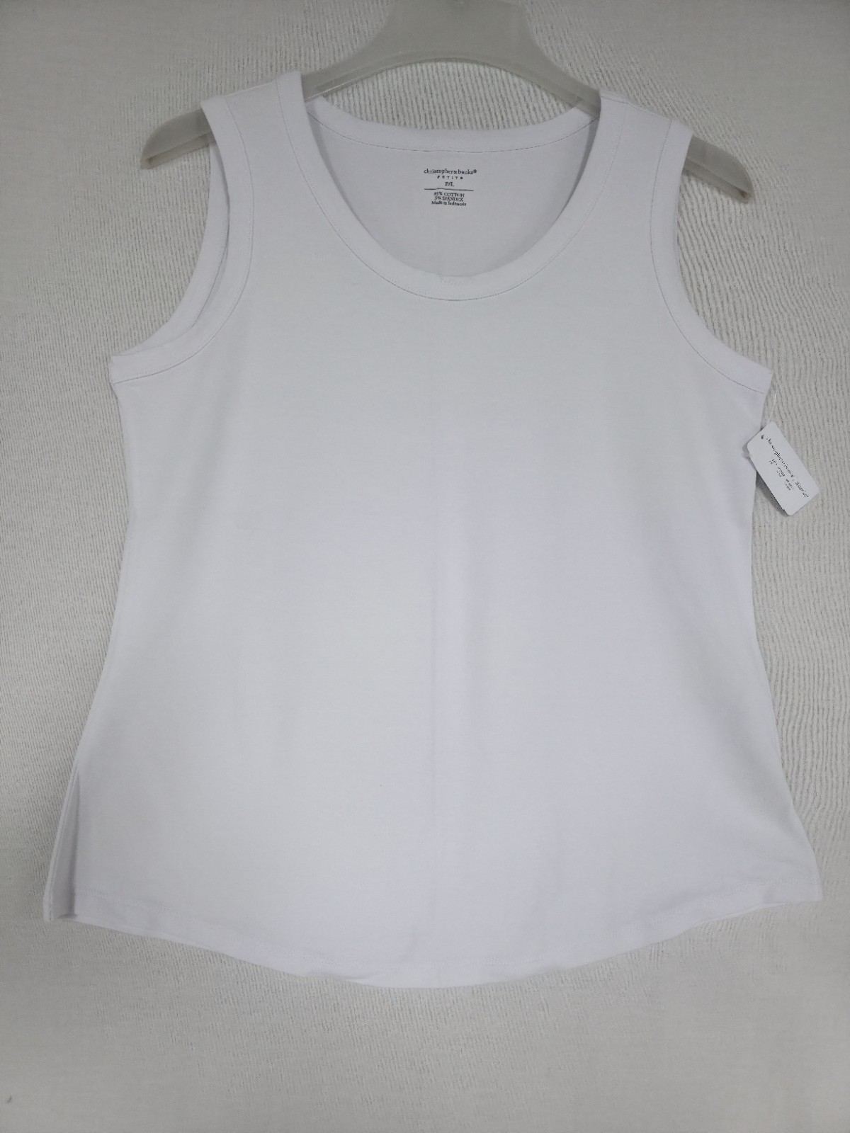NWT Christopher & Banks Womens P/L Petite Large White Tank Top Sleeveless (G1)