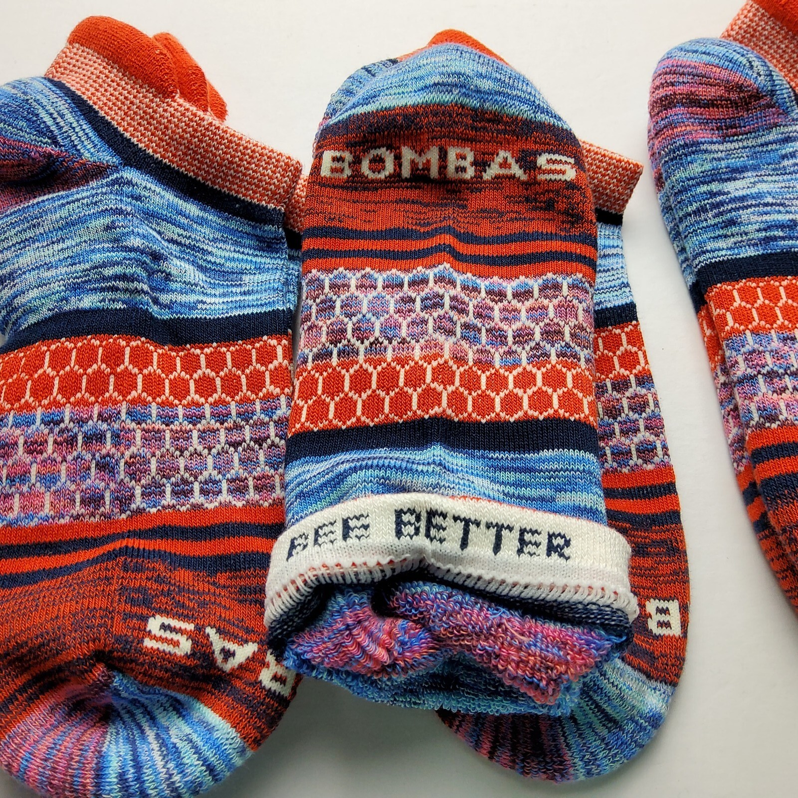 Bombas Space Dye Pattern Ankle Socks Lot Of 3 Size L