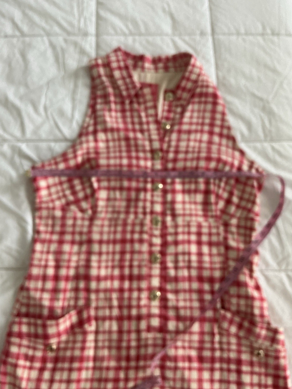 Maeve Pink/White Gingham Collared Shirt Dress Button Front Pockets Lined XL
