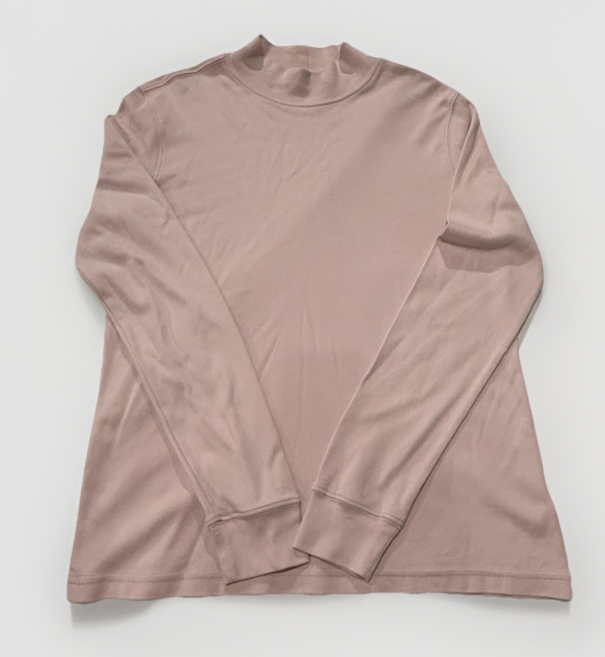 Lands End Women’s Mock Neck Top Light Pink 100% Cotton Size Small