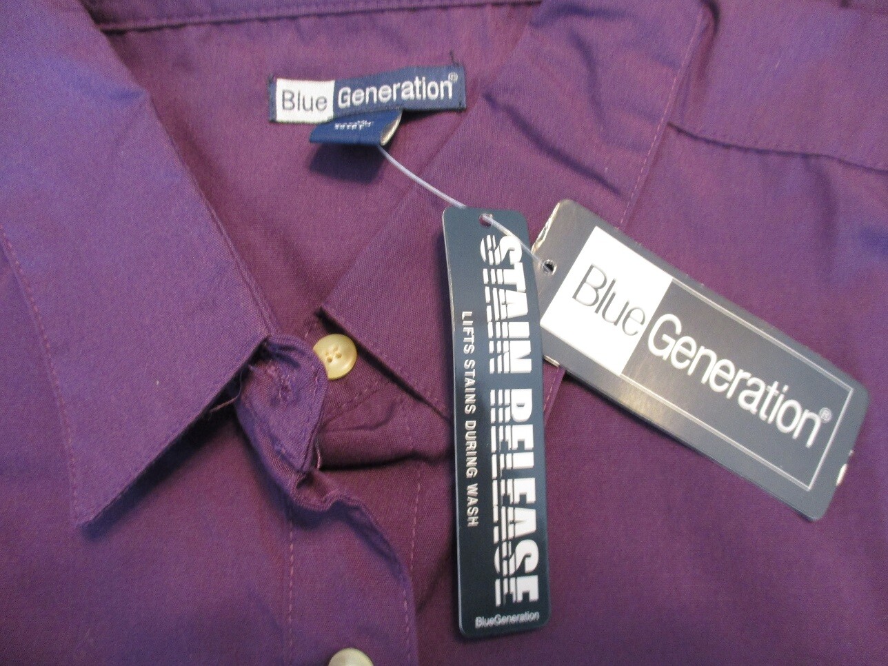 Blue Generation Polyester XL Purple Long Slve Button Blouse New w/Tags