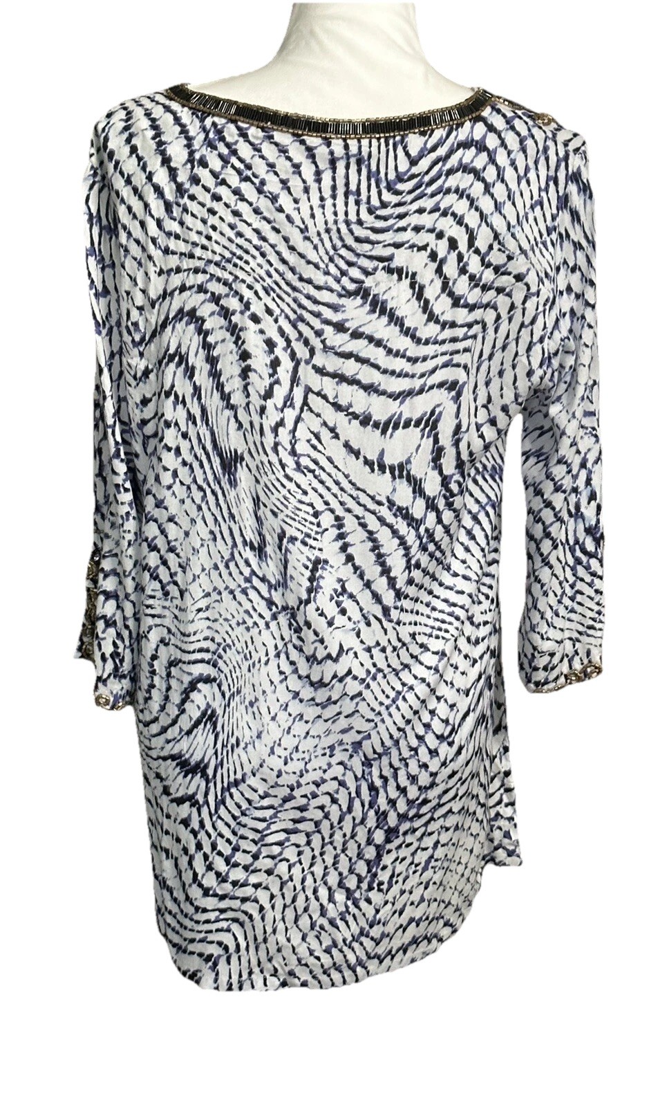 Soft Surroundings Tunic Blouse Beads Jewels Light Weight Medium Casual
