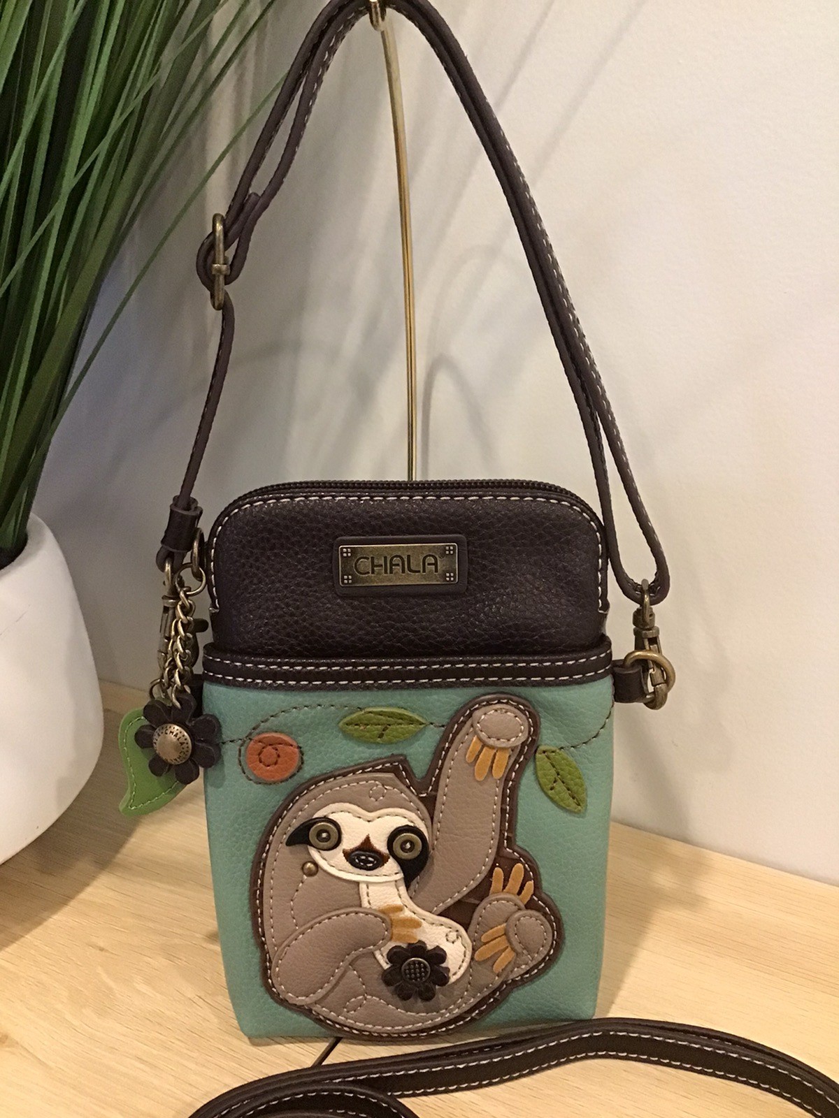 CHALA Sloth Teal Cell Phone Crossbody Purse • Adjustable Strap/Charms – NWOT