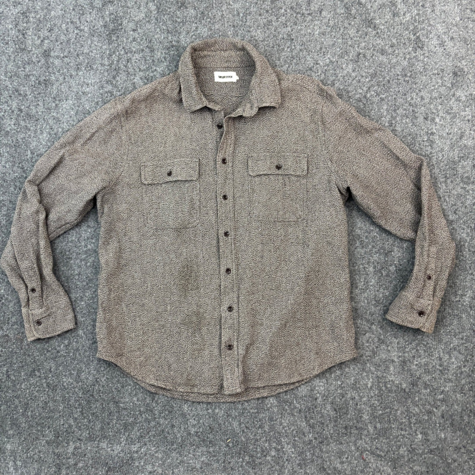 Taylor Stitch The Utility Shirt 44 Gray Linen Cotton Button Front Workwear FLAW