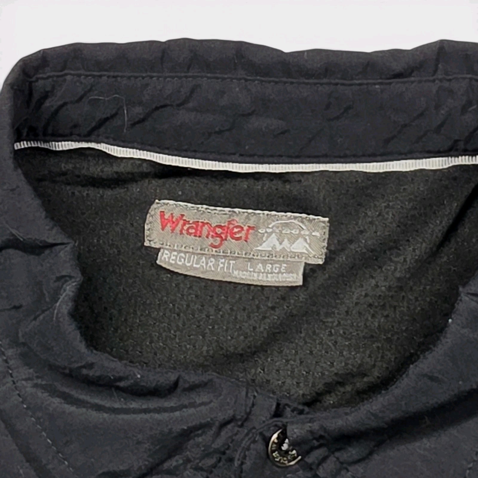 Wrangler ATG Mixed Material Button Up Shirt Mens Large Black Stretch Outdoor LS