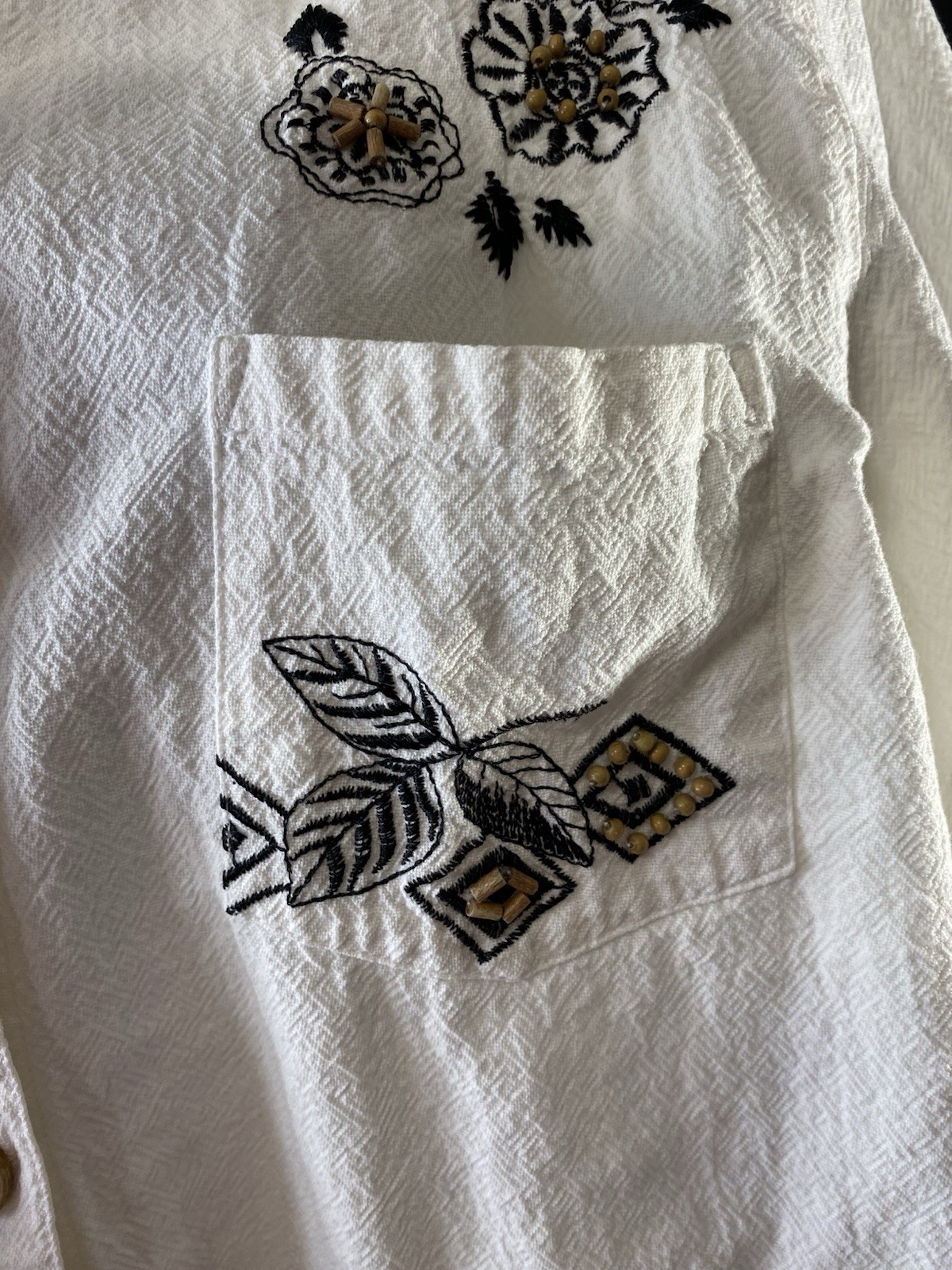 Graff by UM Company Shirt Women’s Size Large Embroidered Beads Tropical Vacation