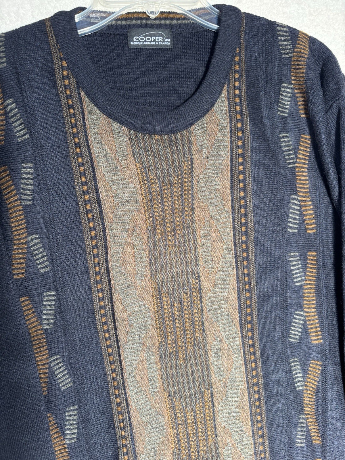 Vintage Cooper Pullover Crewneck Sweater Sz Med Blue Canada 30% Wool 45”chest