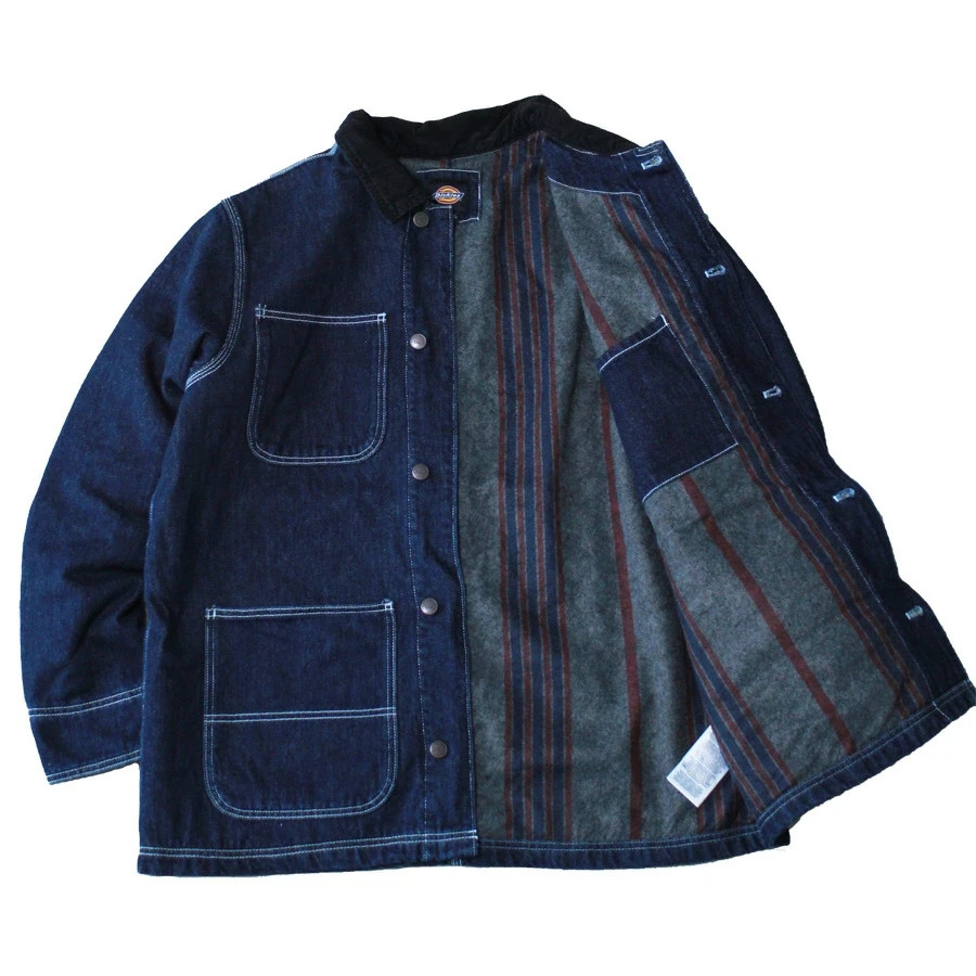 Dickies Men’s Blanket Lined Denim Chore Coat New with tag Rinsed Indigo Denim