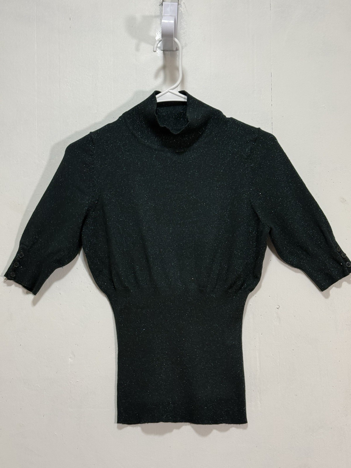 Y2K EXPRESS Design Studio Green Metallic Mock Neck Sweater Women’s Sz M