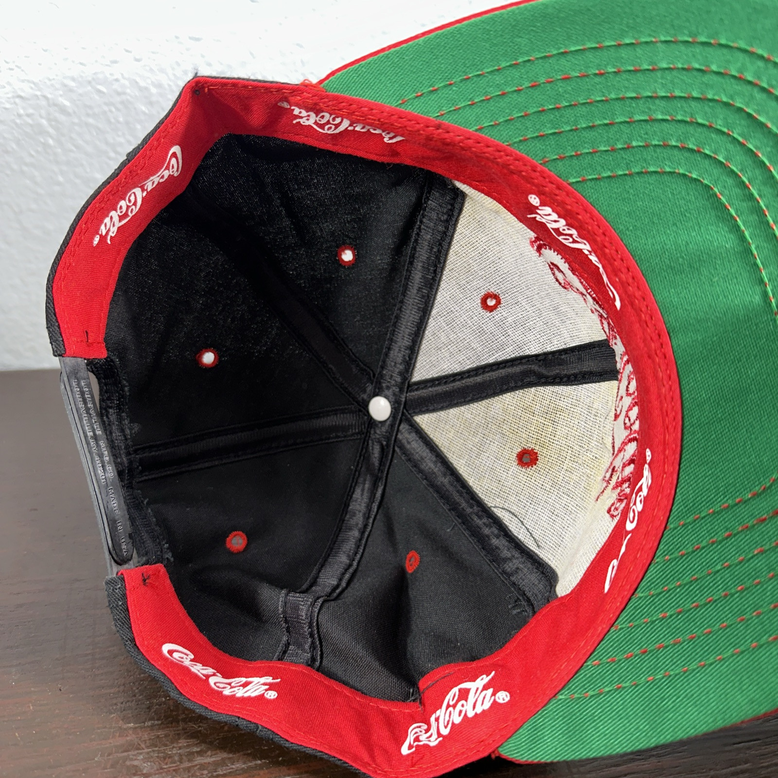Vintage Coca-Cola Snapback Hat Louisville MFG Co. Made In USA Black Red
