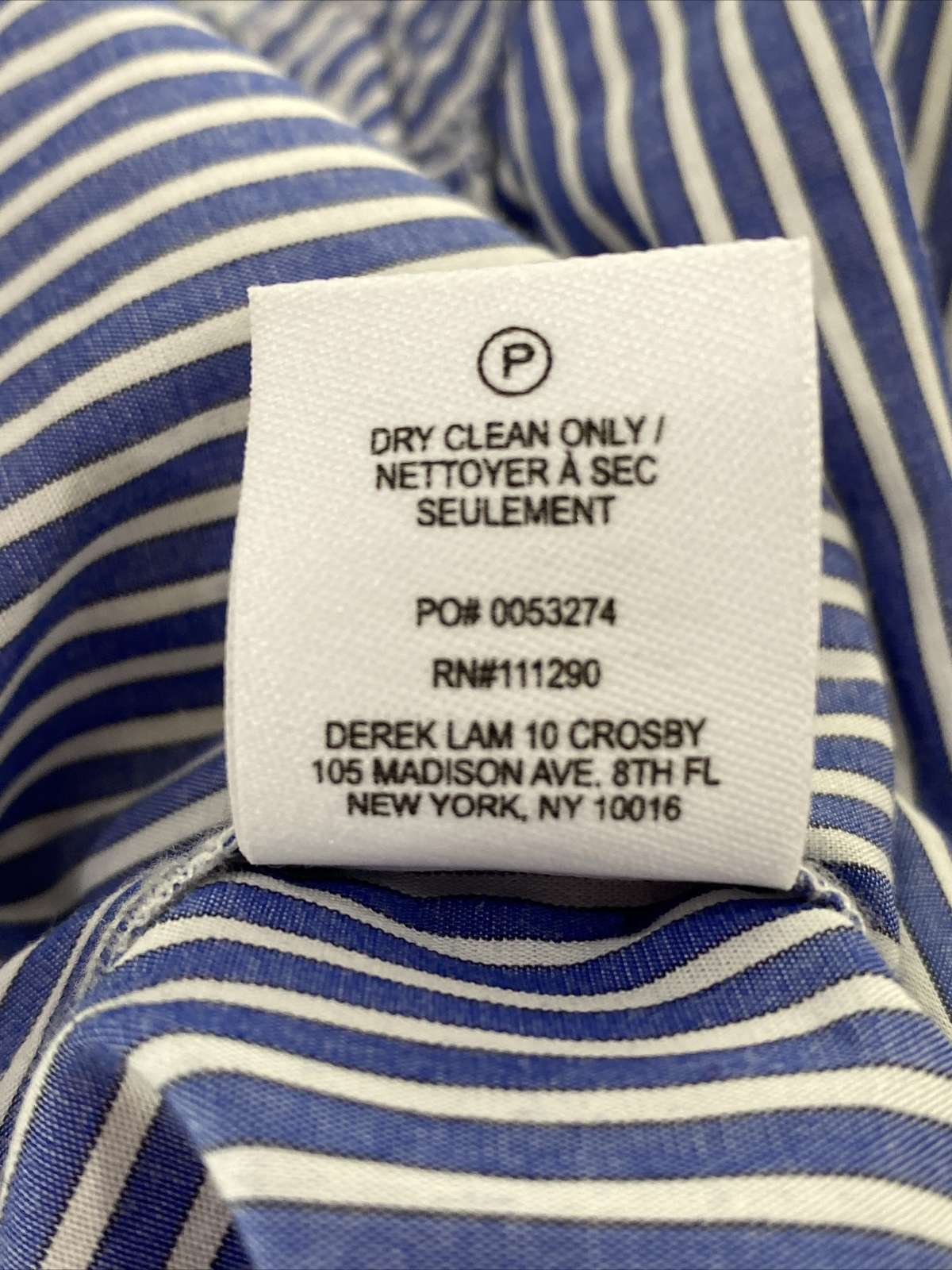 DEREK LAM 10 Crosby Blue Striped Front Tie Poplin Dress Size 8 Coastal NWT $395