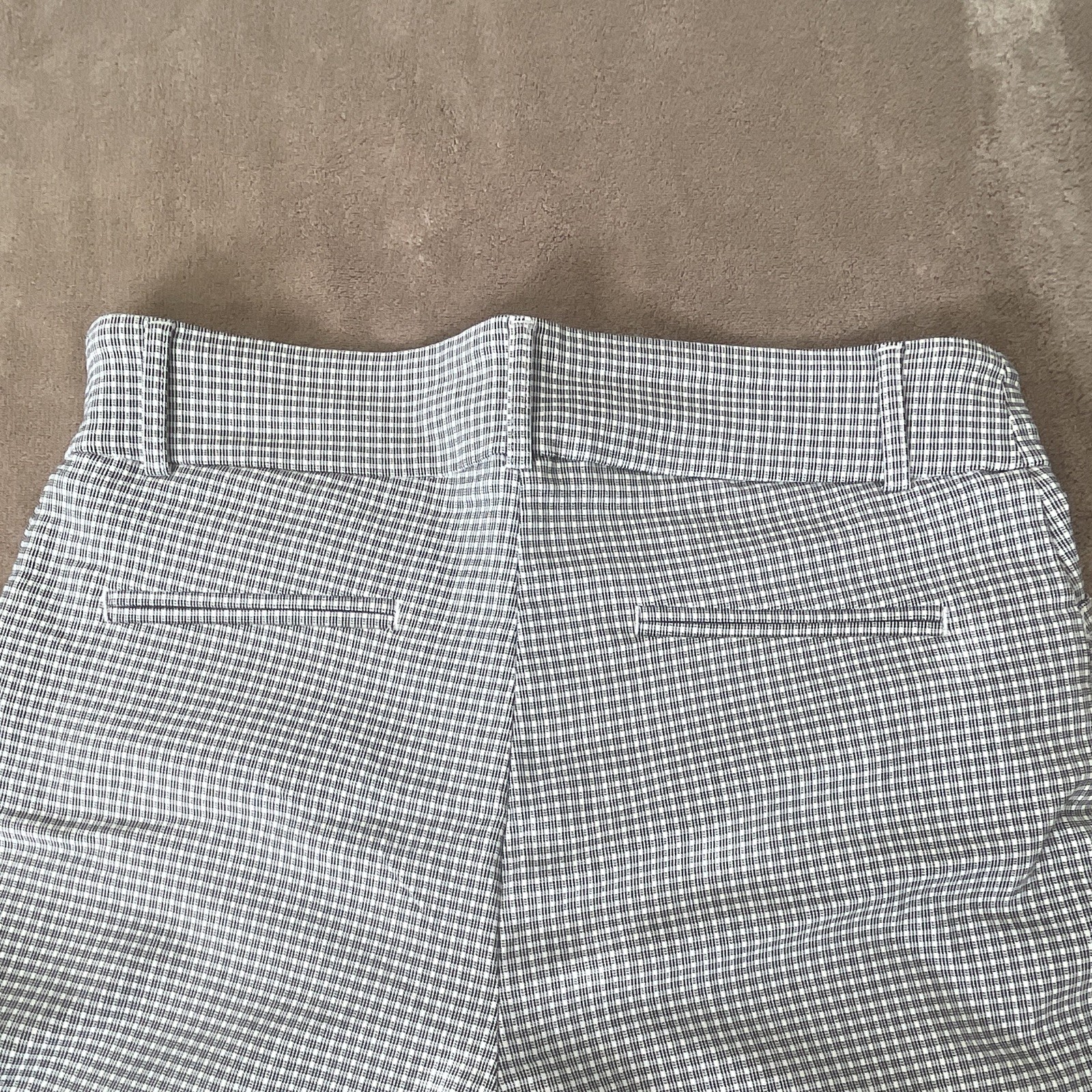Hilary Radley Women’s Black/White Check Dress Pants Straight Leg Flat Front