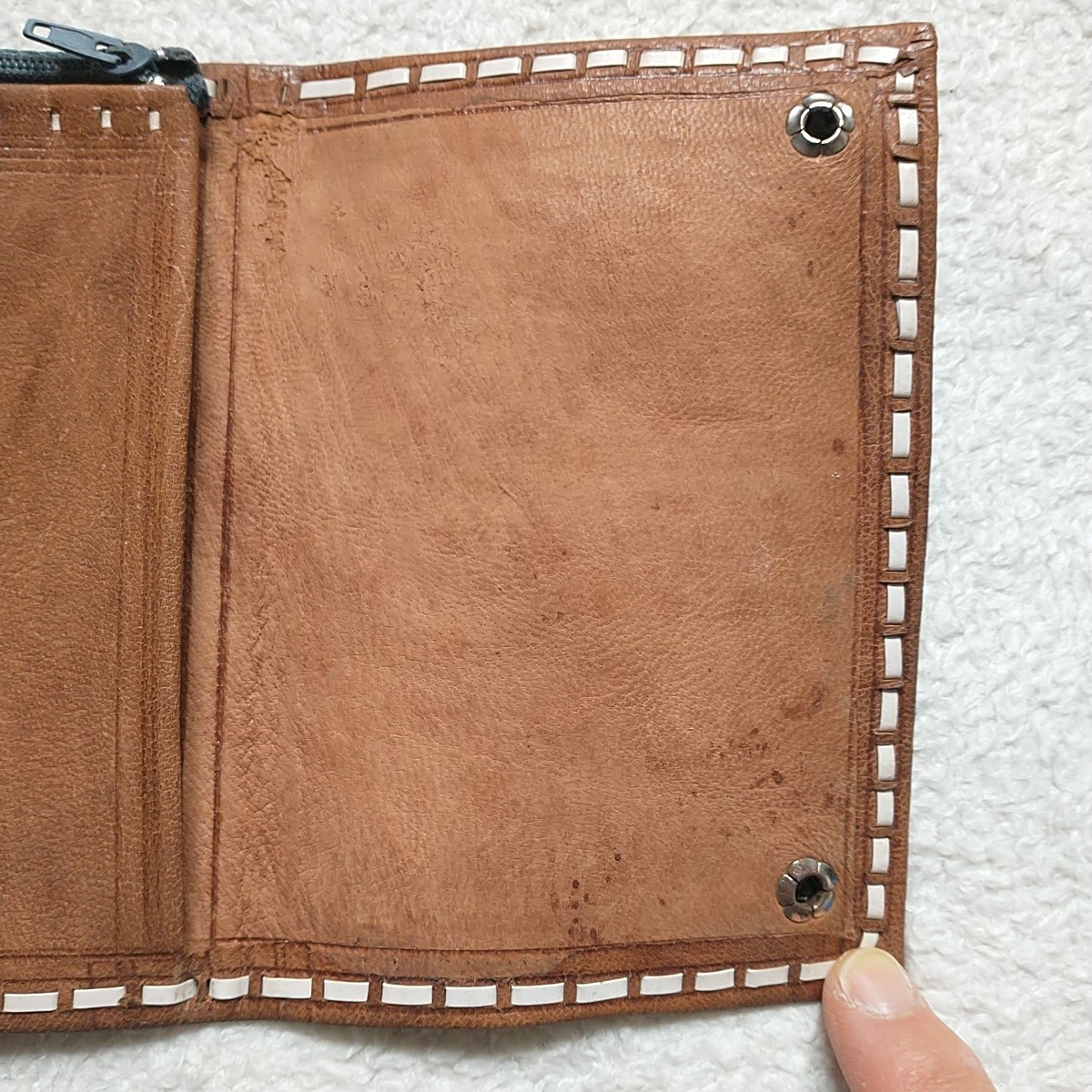 New Artisan Made in Morocco Leather Clutch Bag Wallet Brown Snap Button Ethnic