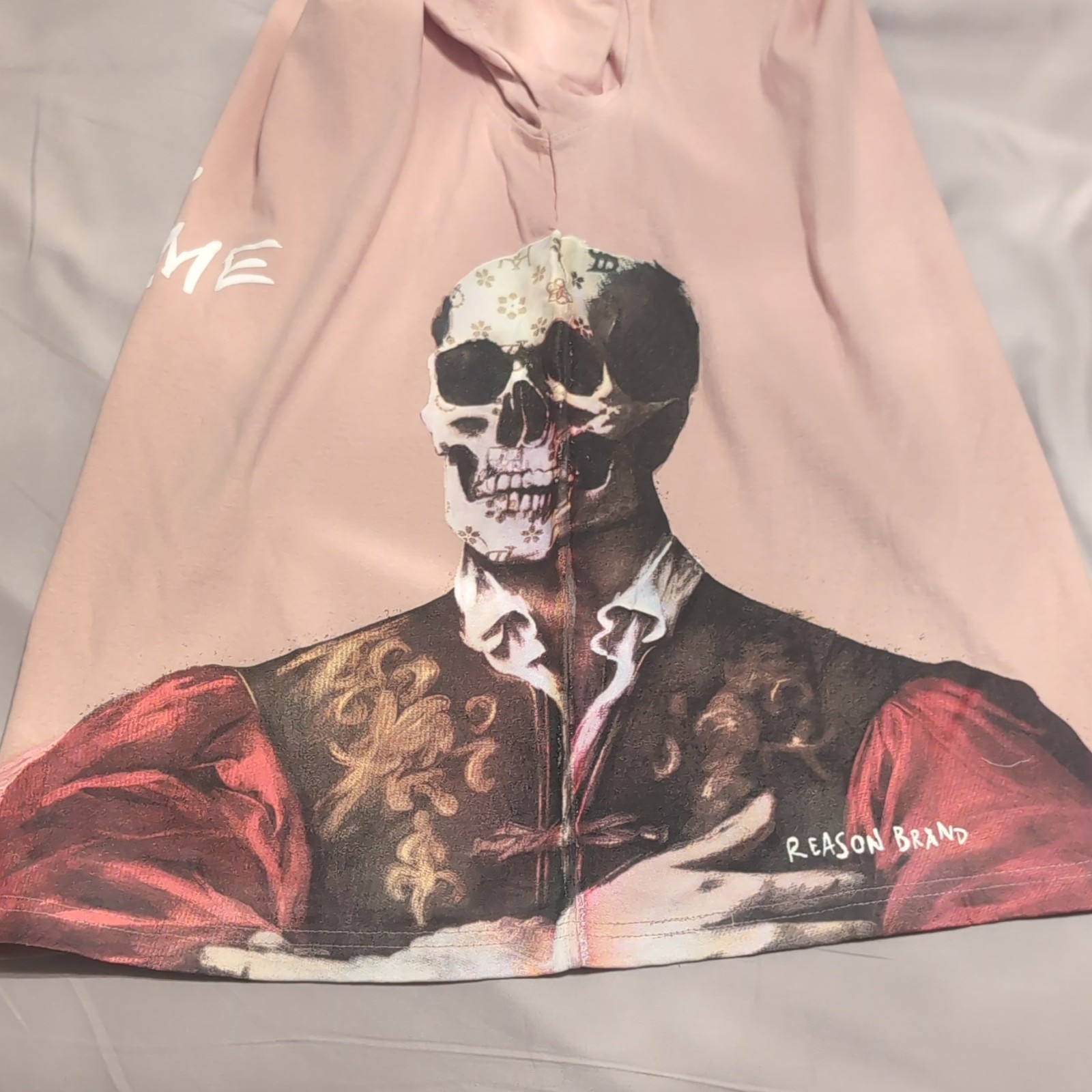 REASON Pink Skull Graphic Logo Crew Neck Short Sleeve T-Shirt Men’s M