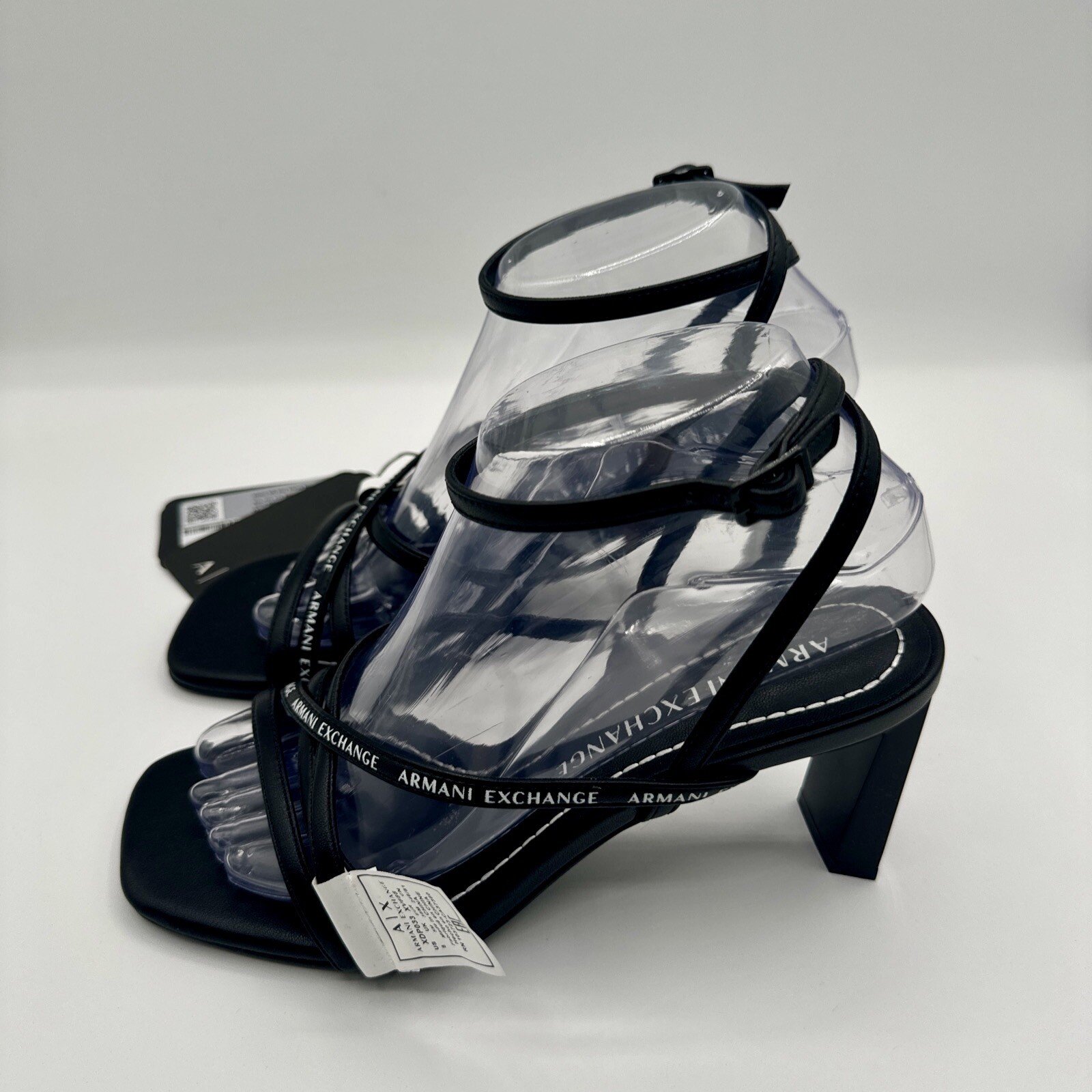 Armani Exchange Dalia Heels Women’s Size 8 Black White Logo