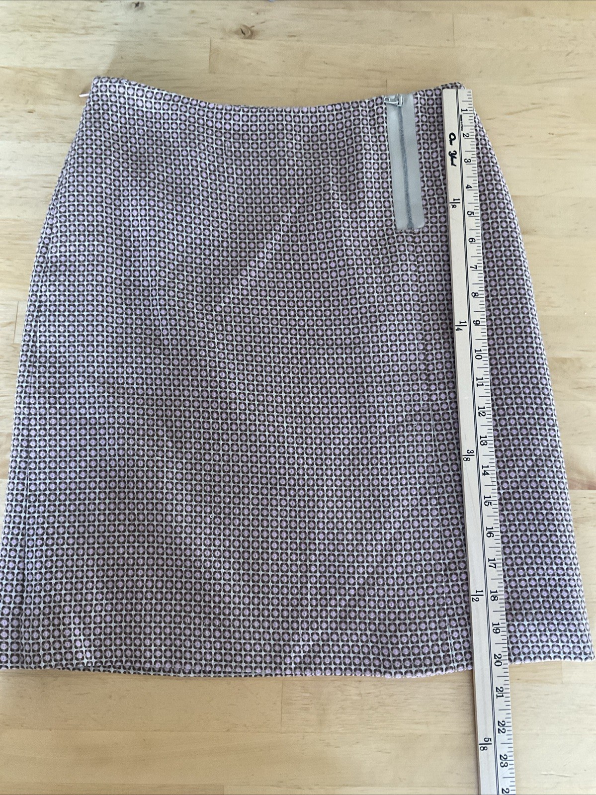 ANN TAYLOR Women’s Skirt Petite 2 Mini Pink Ivory Wool Blend Lined Slit