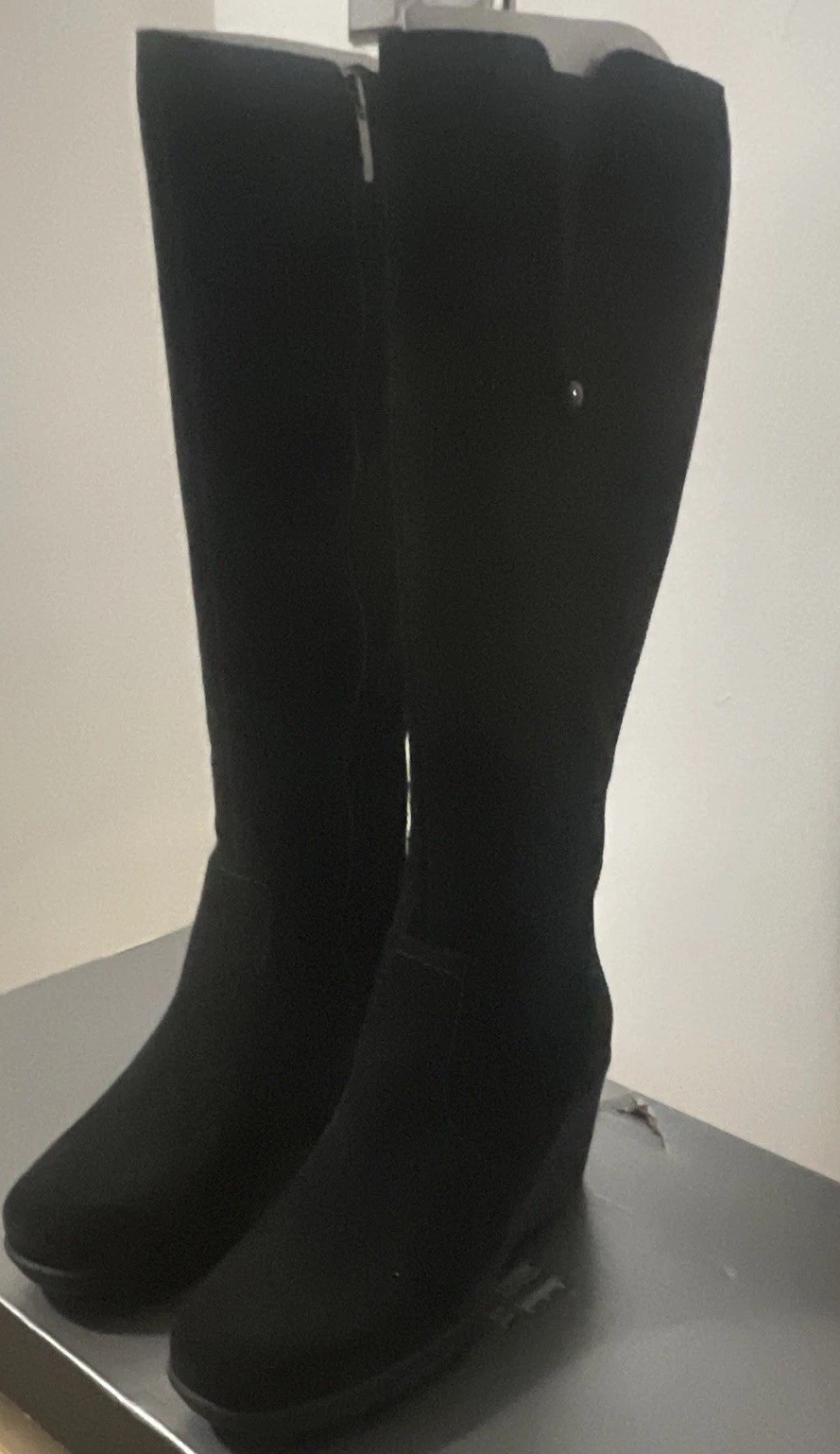 La Canadienne Grace Black Suede Knee High Zip Boots Waterproof US 7.5 EU 38