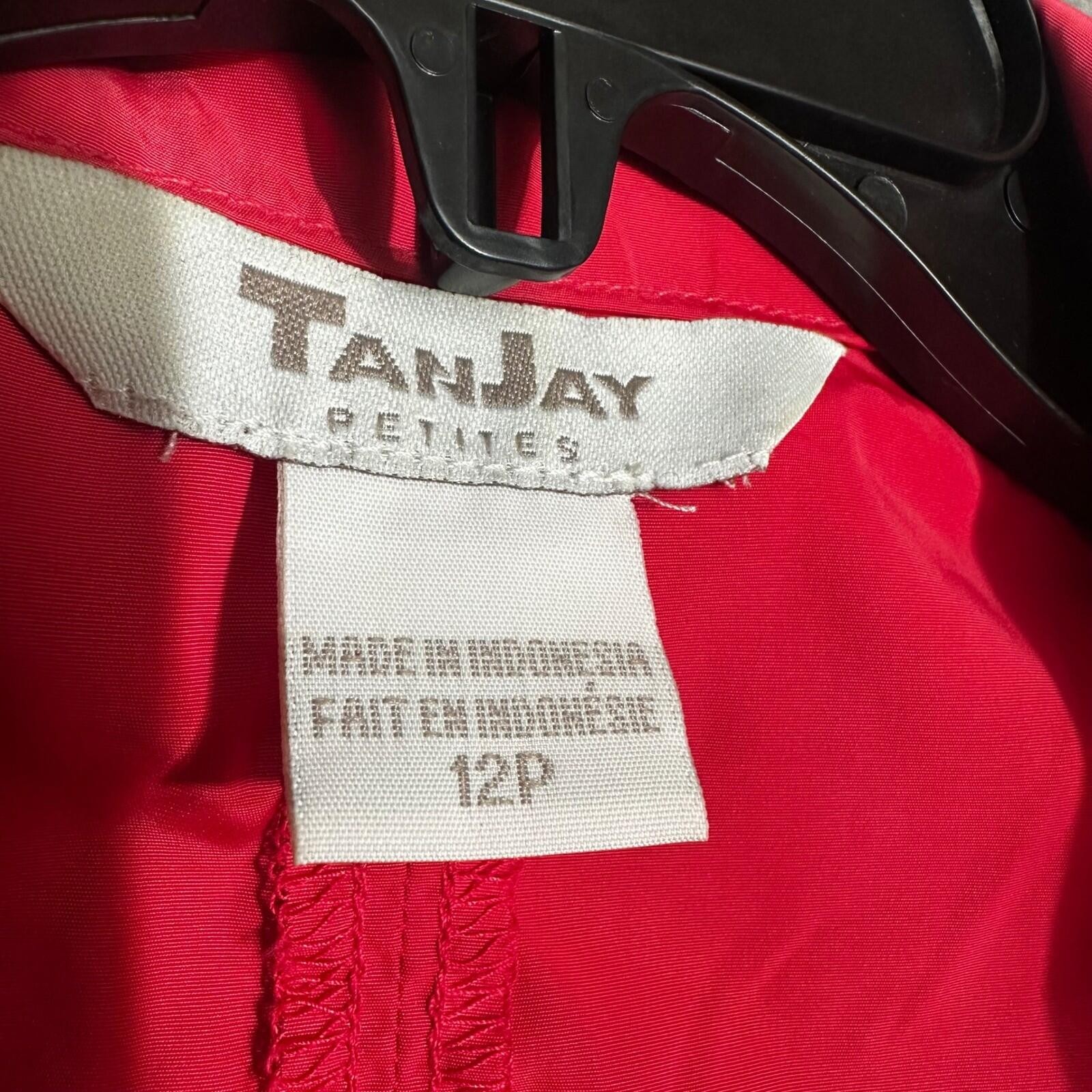 TanJay Jacket Womens 12P Pink Button Front Zip Pocket Funnel Neck Windbreaker