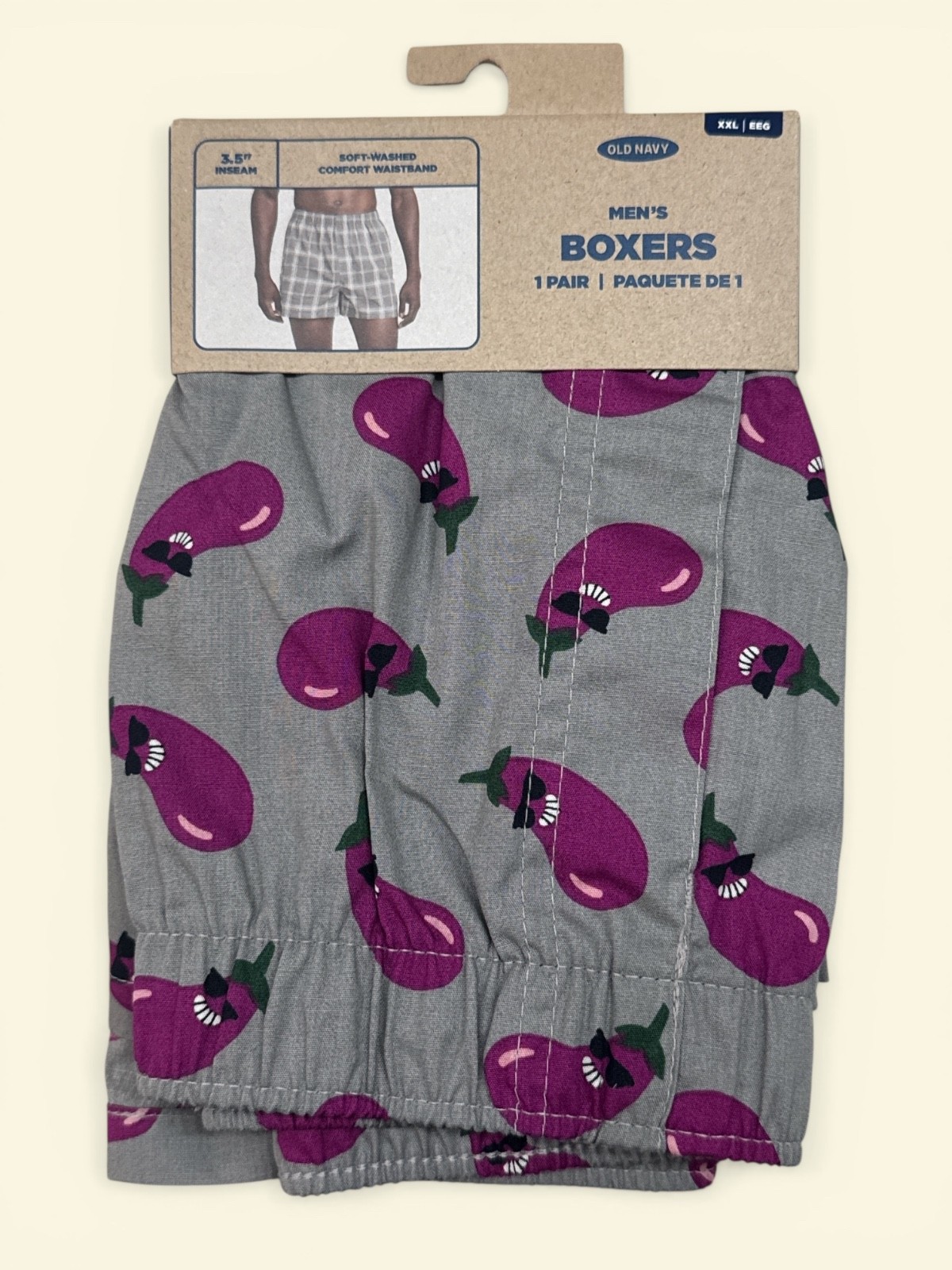 Old Navy Men’s Soft-Washed Boxer Shorts 3.75” Inseam Eggplant Size S M L XL XXL