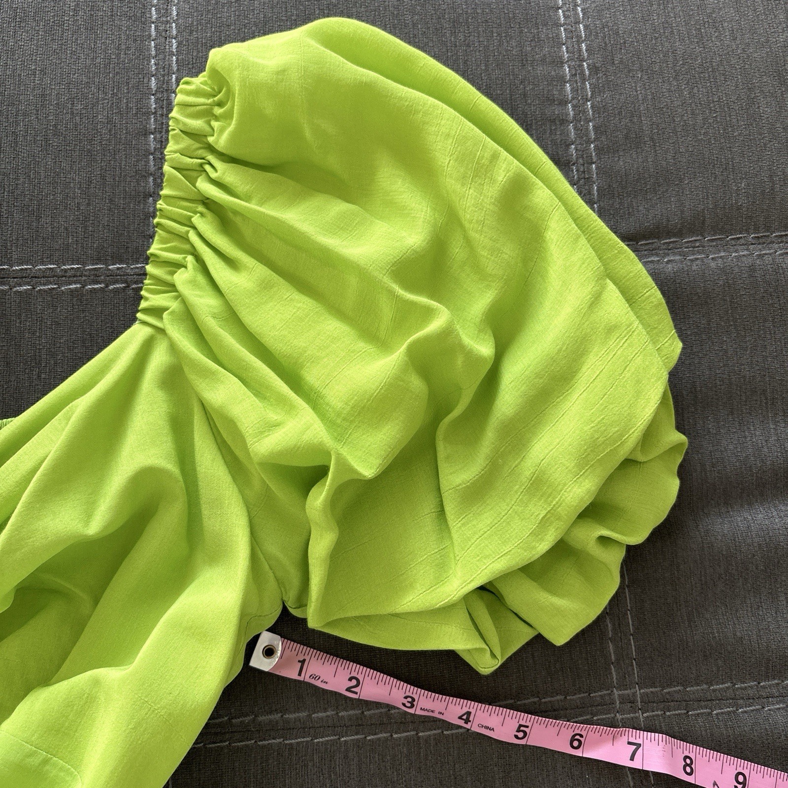 ALEX MARIE Rayon Green And Pink Floral Dress With Puff Sleeves. 14P