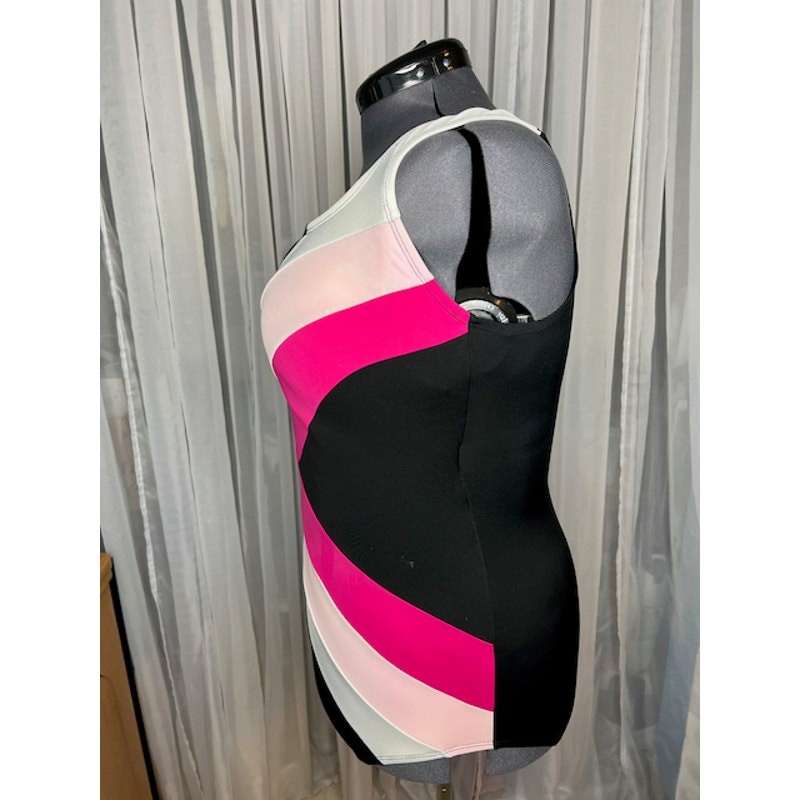 one piece swimsuit Vintage 1980s color blocked pink white black