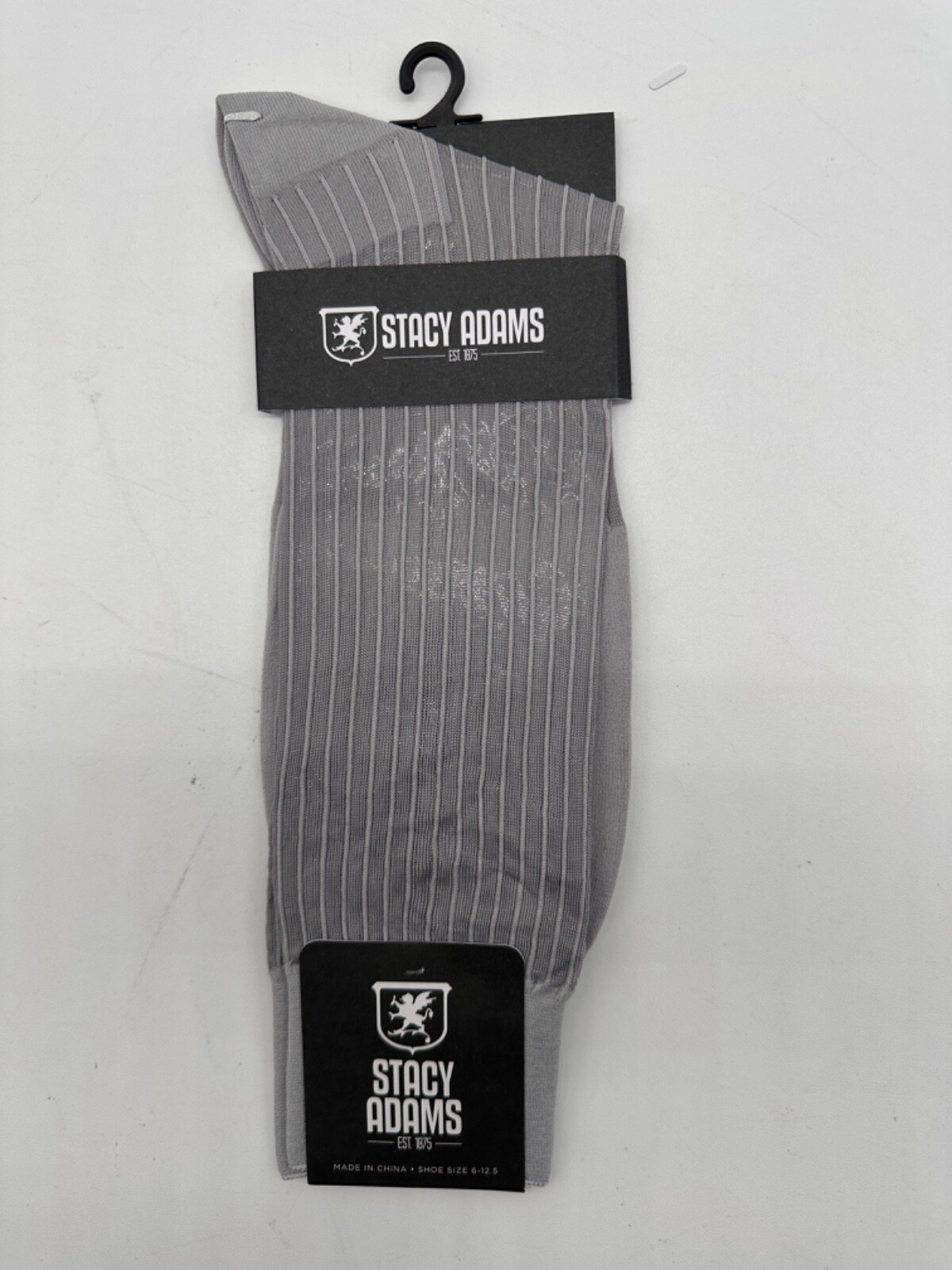 ONE PAIR NEW WITH TAG STACY ADAMS NYLON SLIKY RIBBED MEN’S CREW DRESS SOCKS