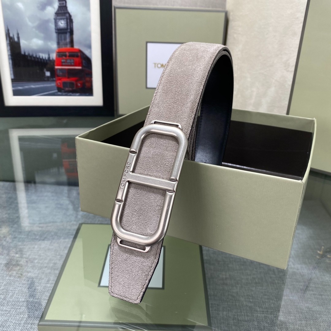 Authentic Tom Ford Reversible Leather T-Buckle Belt Luxury Designer Fashion
