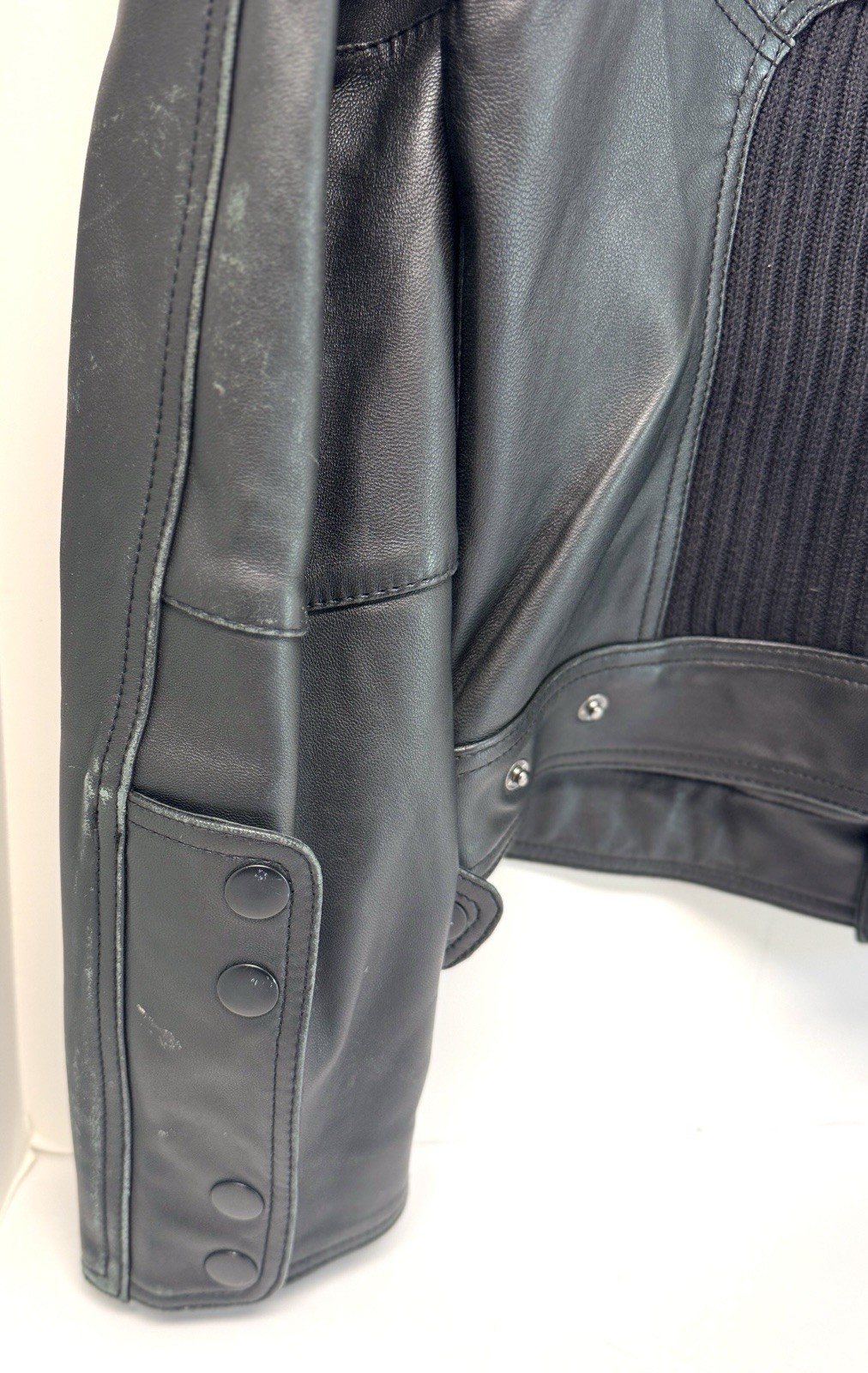 Rock & Republic Motorcycle Jacket Black Leather MN MED Moto Biker Authentic EUC