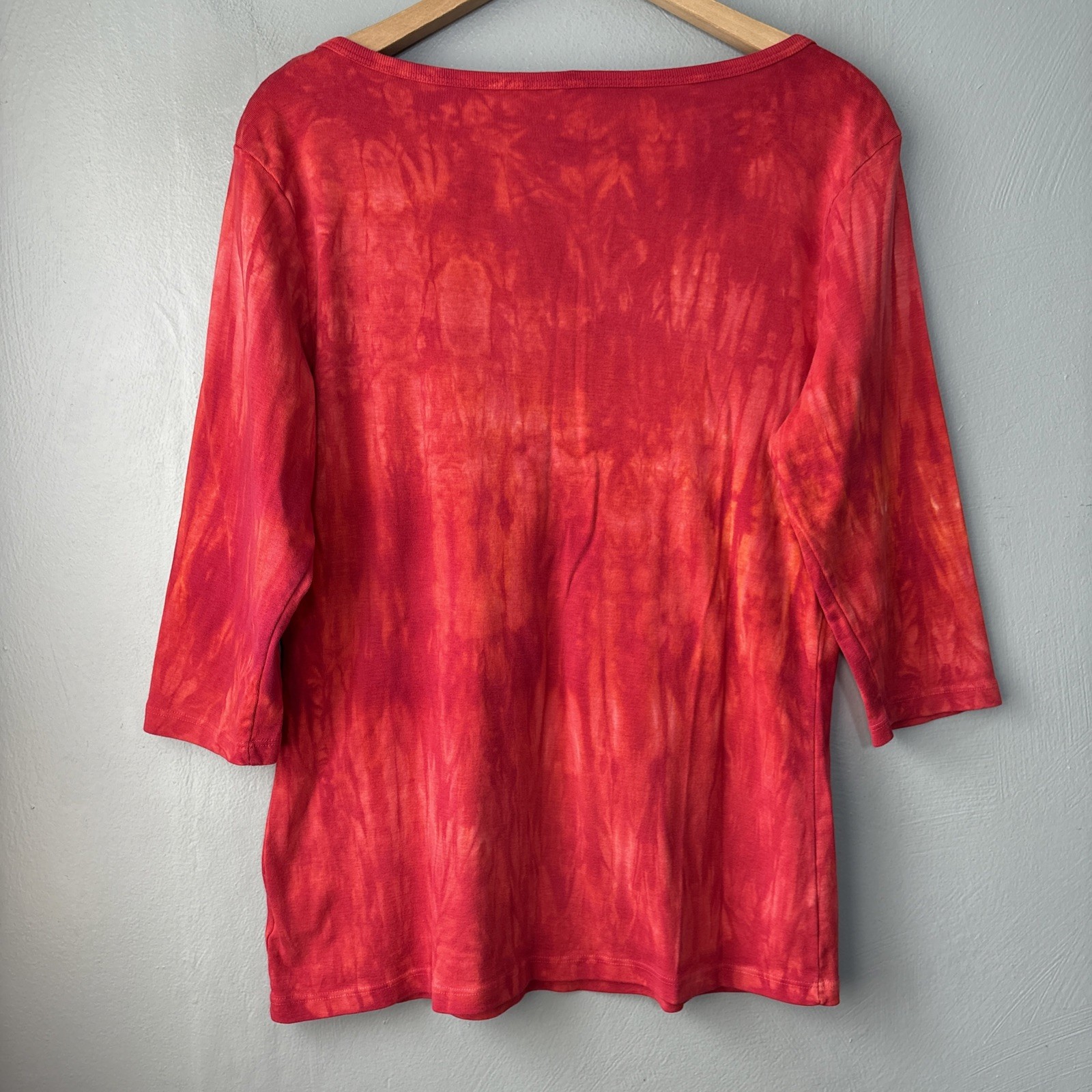 Glima Knit Top Size Large Orange Red Tie Dye Fitted Hippie Y2K Festival Grunge
