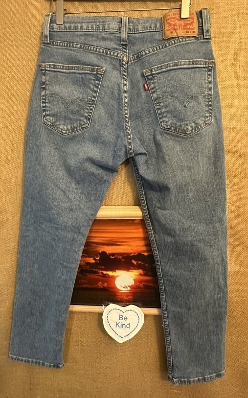 Levi’s 511 stone-washed blue 30W 29L men’s blue denim jeans stretch flat zipper