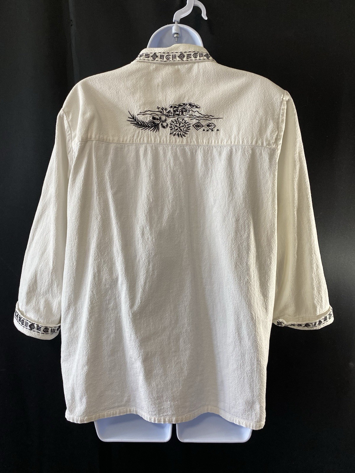 Graff by UM Company Shirt Women’s Size Large Embroidered Beads Tropical Vacation