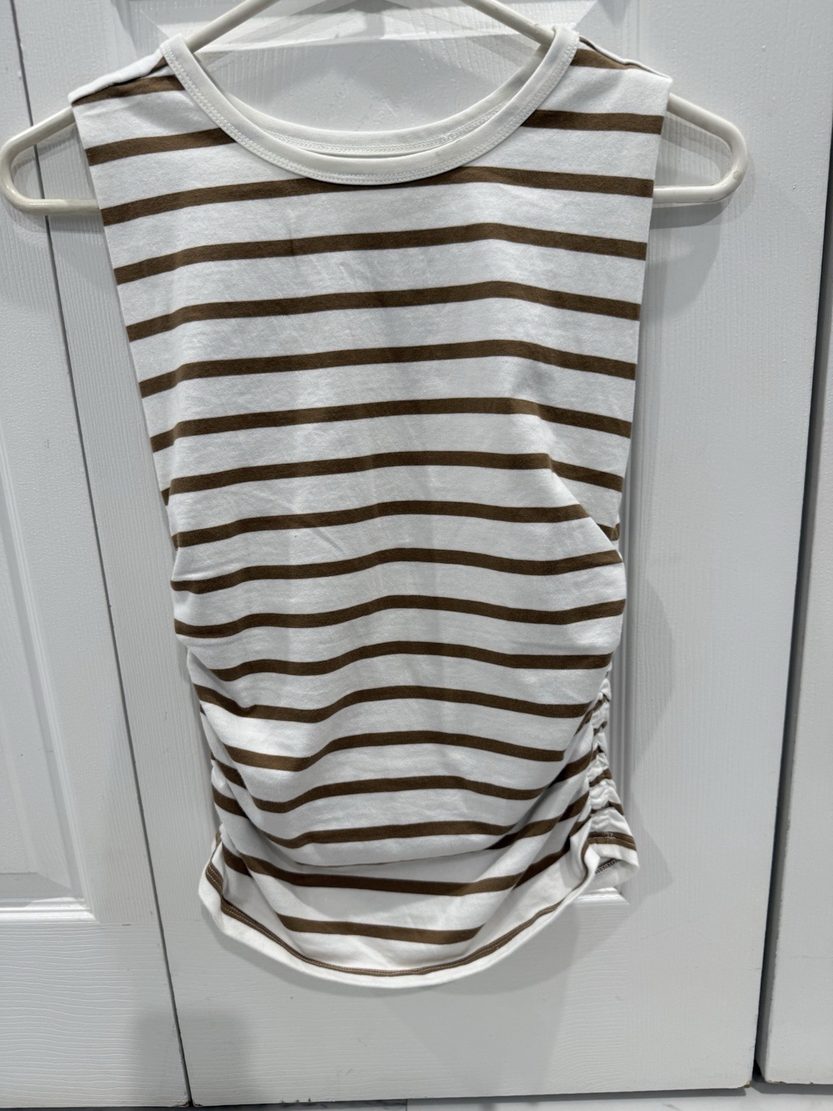 Loft Women’s Sleeveless Top Cream And Tan Striped Size XXS