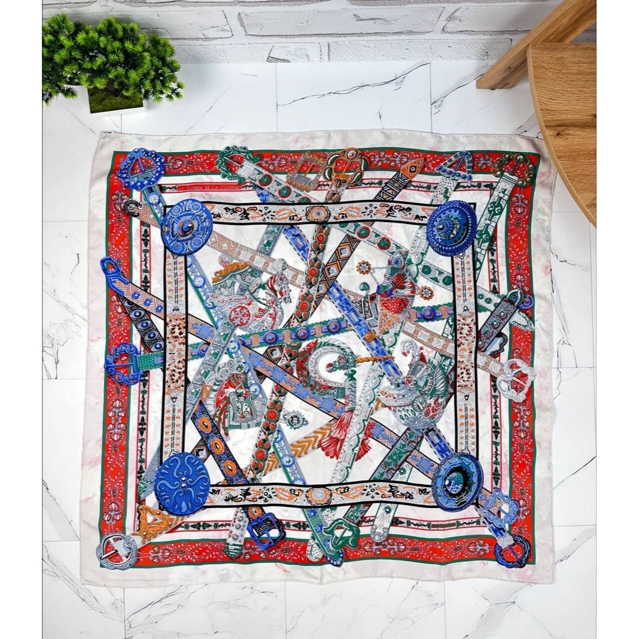 Hermes Paris Le Songe De La Licorne Scarf Square Silk Size 35/35in