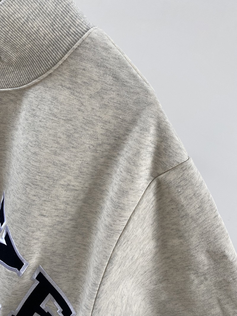 PARKE New Embroidered Mock Neck Stand Collar Loose Women’s Sweatshirt
