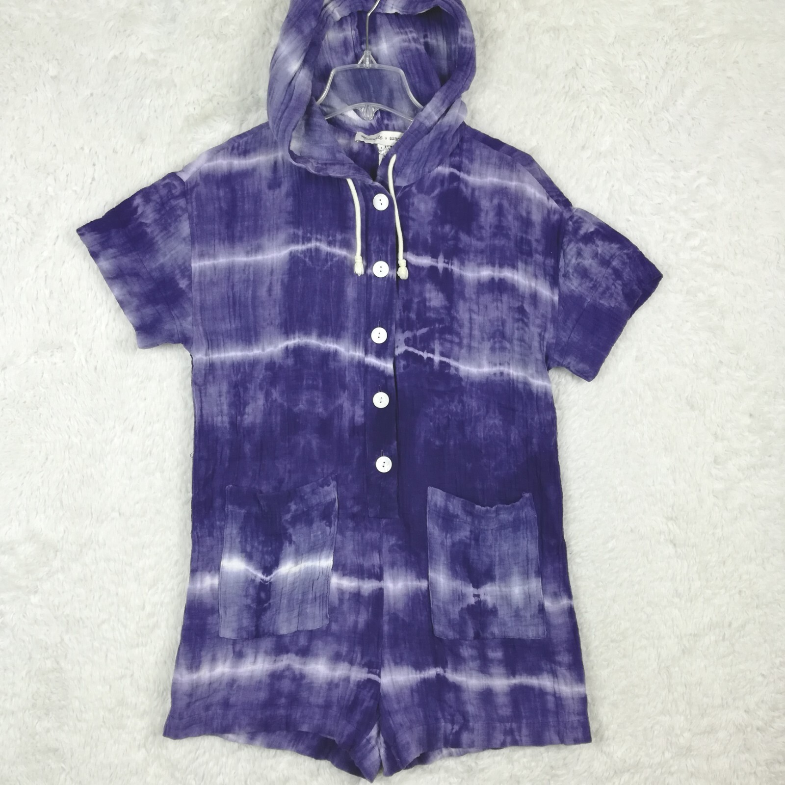 Madewell Womens Jumper Warm Hooded Purple Tie Dye Muslin Beachwear Fun S New