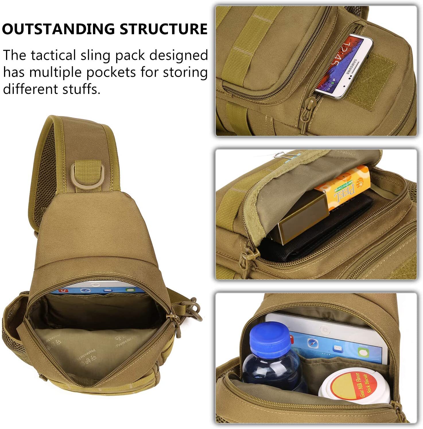 Men Tactical Chest Sling Bag One Strap Crossbody Daypack Mini Shoulder Backpack