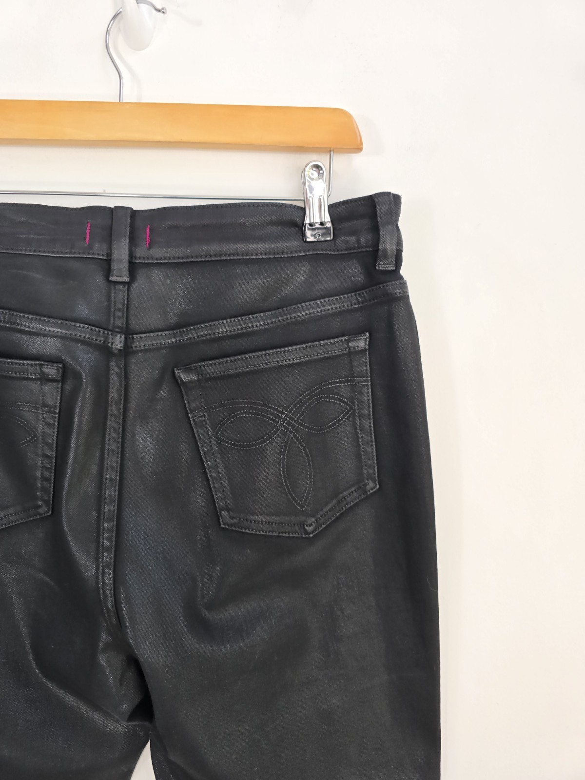 Ted Baker Black Jeans Skinny Size 12 Coated Womens Zip Fly Pockets Casual
