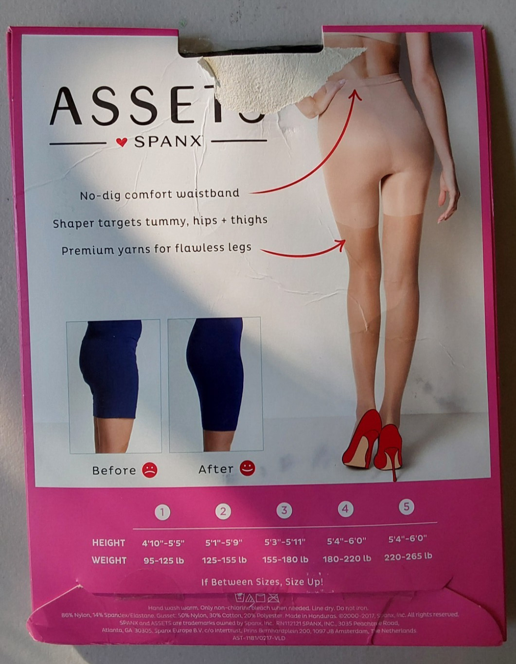 New Sealed Spanx Assets Sz 5 Black Shaping Sheers High Waist Tights Control